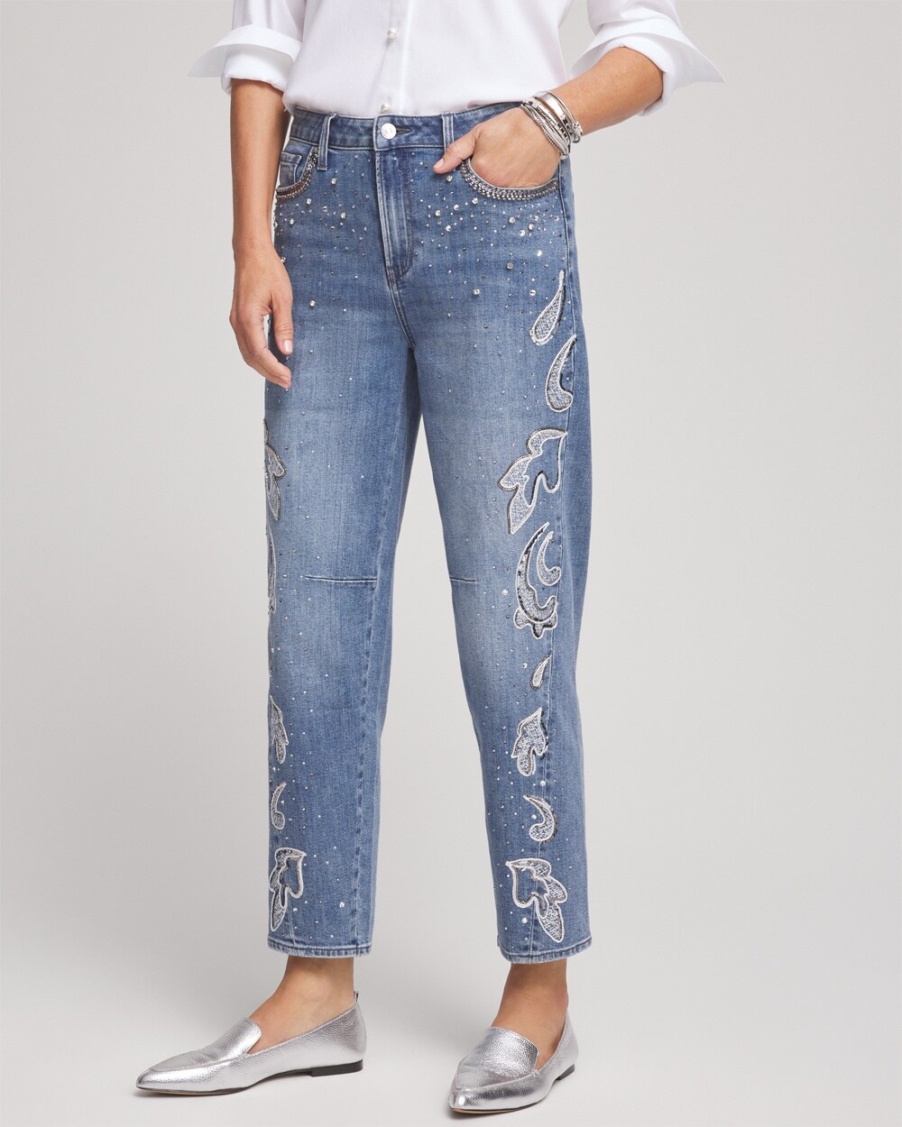 Embellished Tapered Jeans