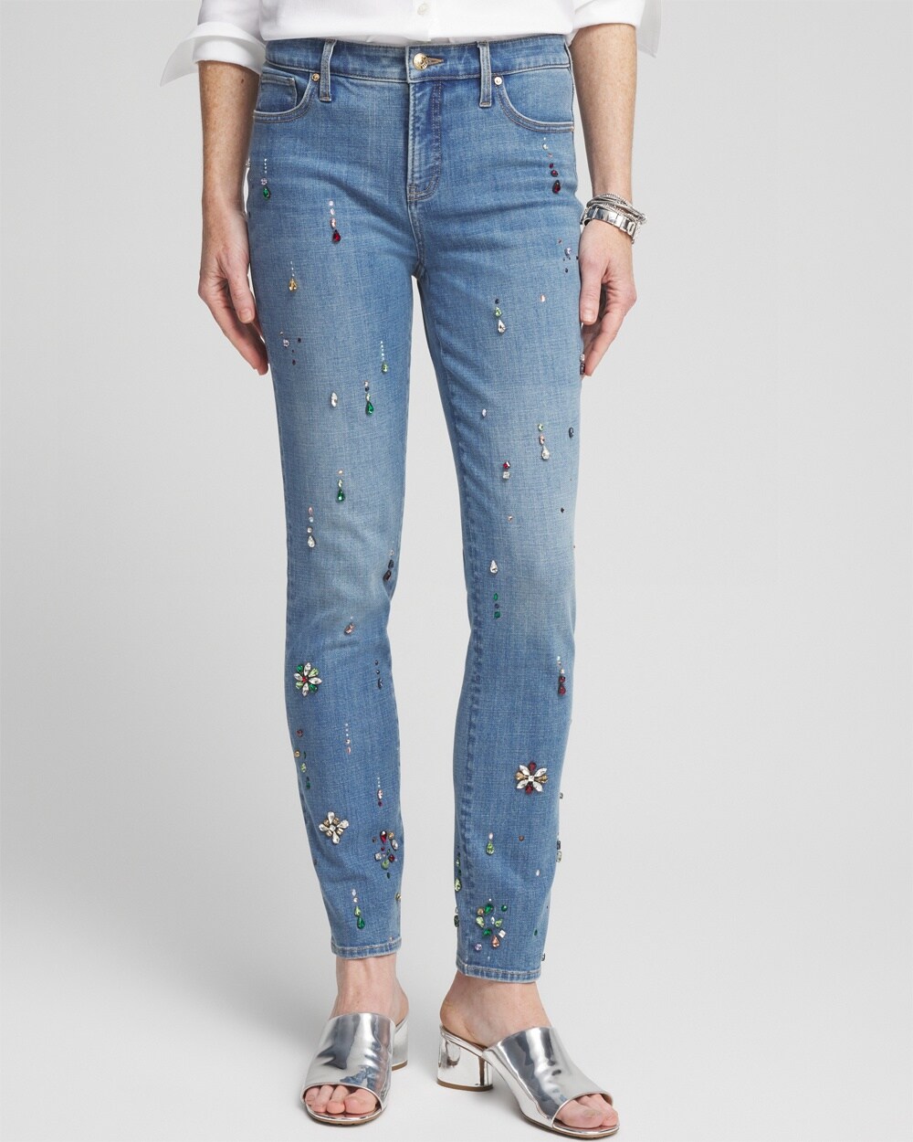 Girlfriend Embellished Ankle Jeans