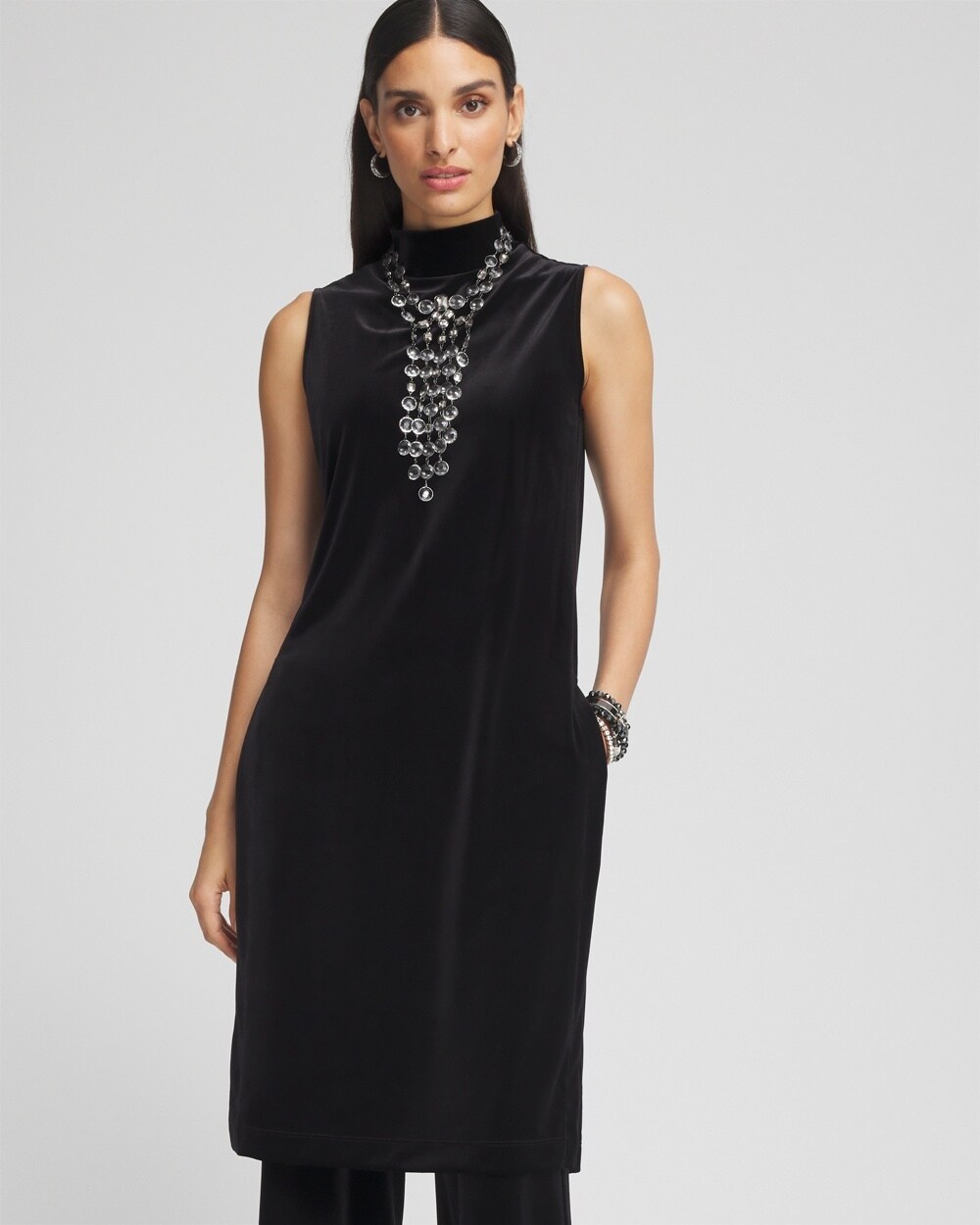 Travelers\u2122 Maxi Mock-Neck Velvet Tunic