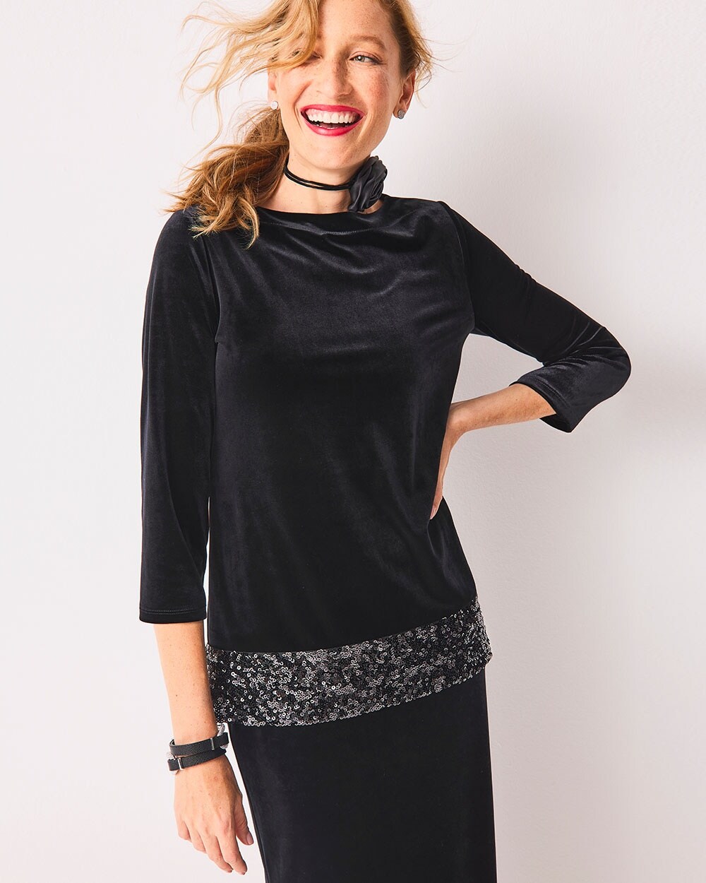 Travelers\u2122 Velvet Sequin Tunic