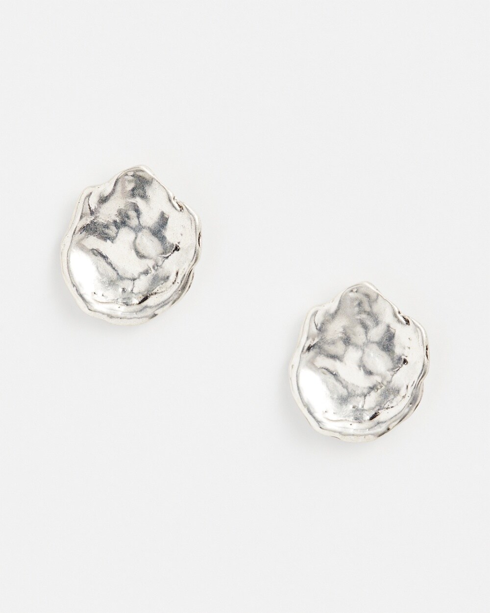 No Droop&#8482;  Silver Tone Crinkle Stud Earrings