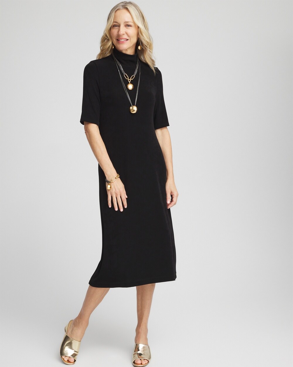 Travelers&#8482; Mock Neck Midi Dress