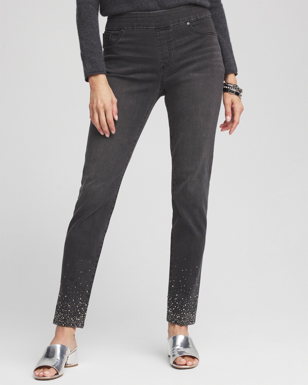 Embellished Pull-On Ankle Jeggings