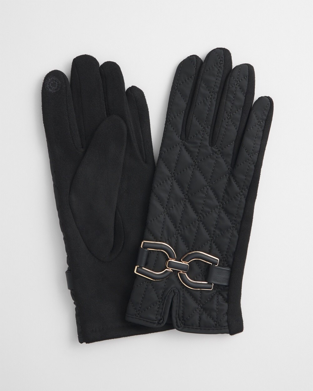 Faux Suede Quilted Gloves