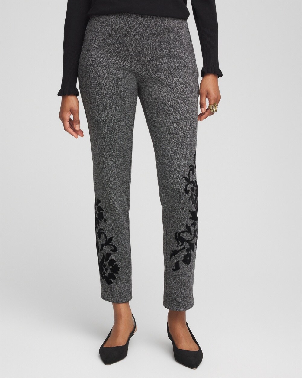 Juliet Flocked Menswear Ankle Pants