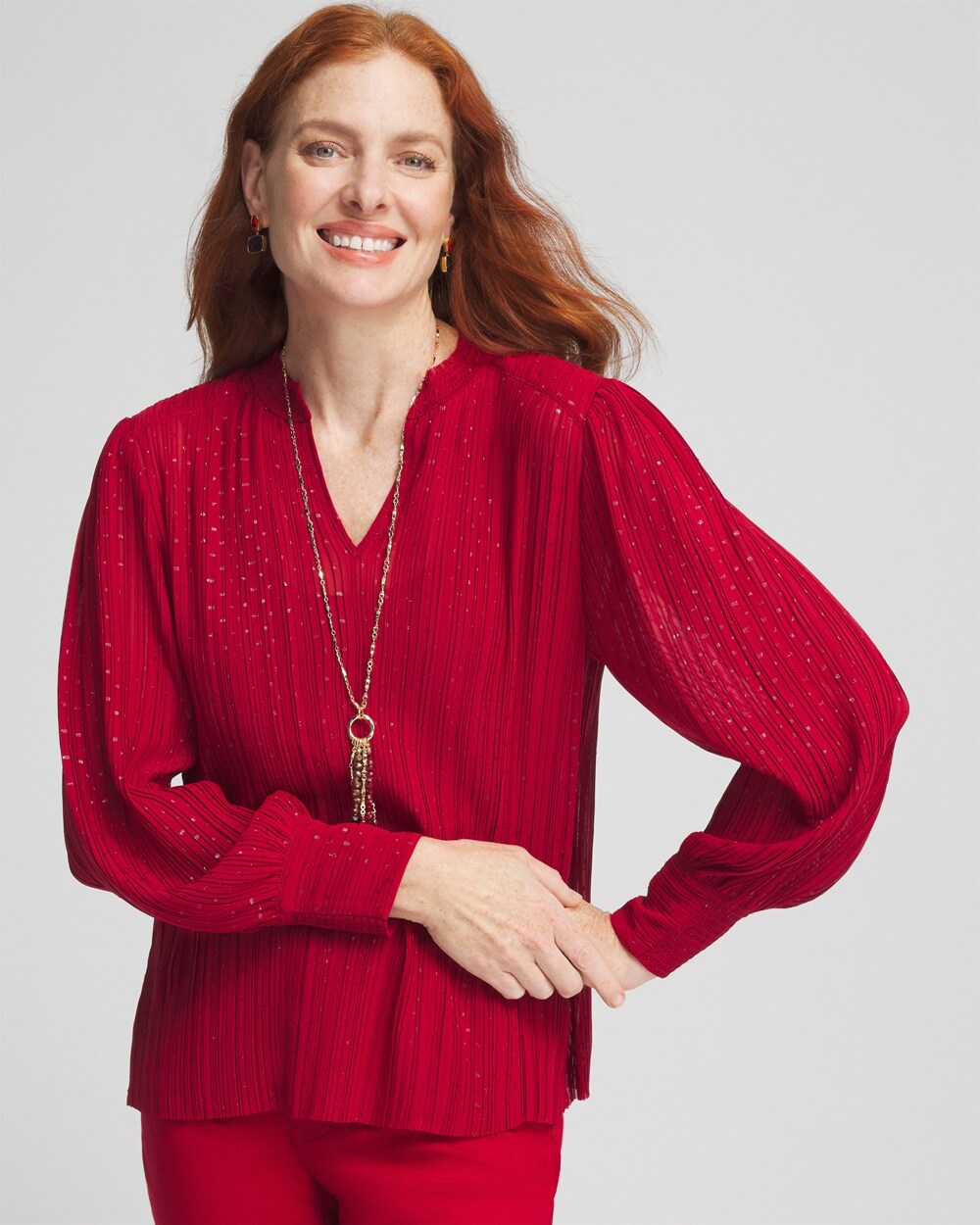 Shimmer Chiffon Pleated Blouse