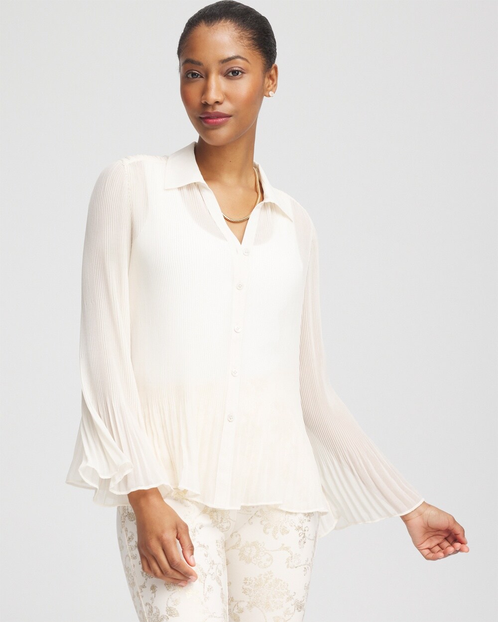 Sheer Pleated Blouse