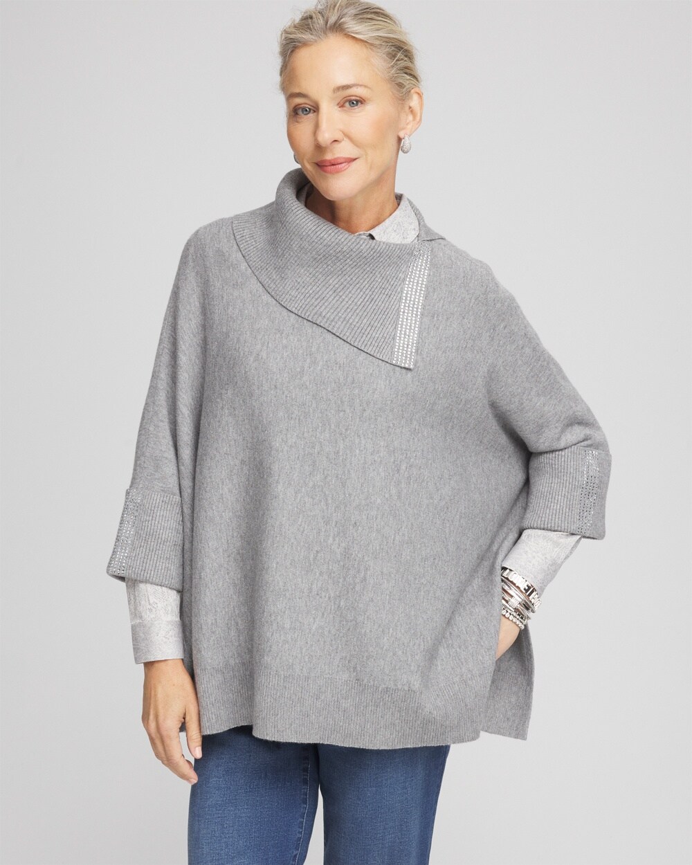 Embellished Cashmere Blend Poncho