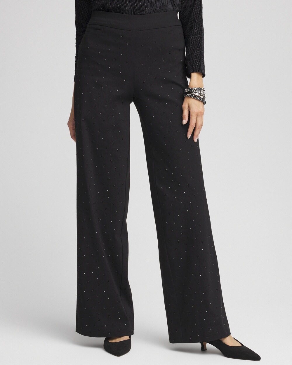 Petite Brigitte Embellished Wide Leg Pants