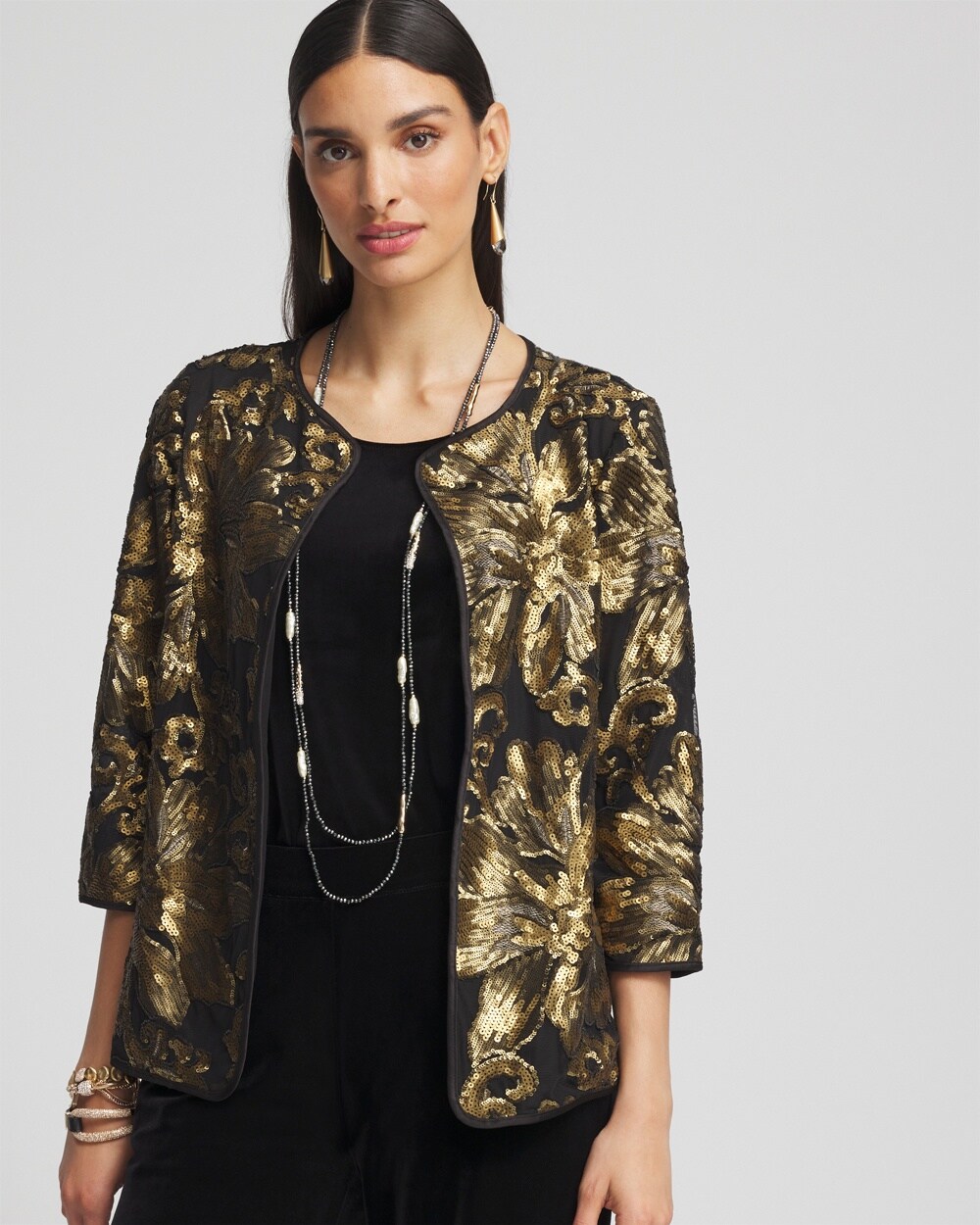 Travelers\u2122 Collection Embroidered Sequin Jacket