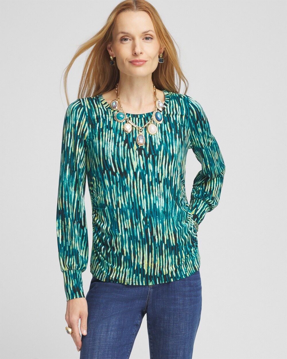 Touch of Cool\u2122 Stripes Shirred Top