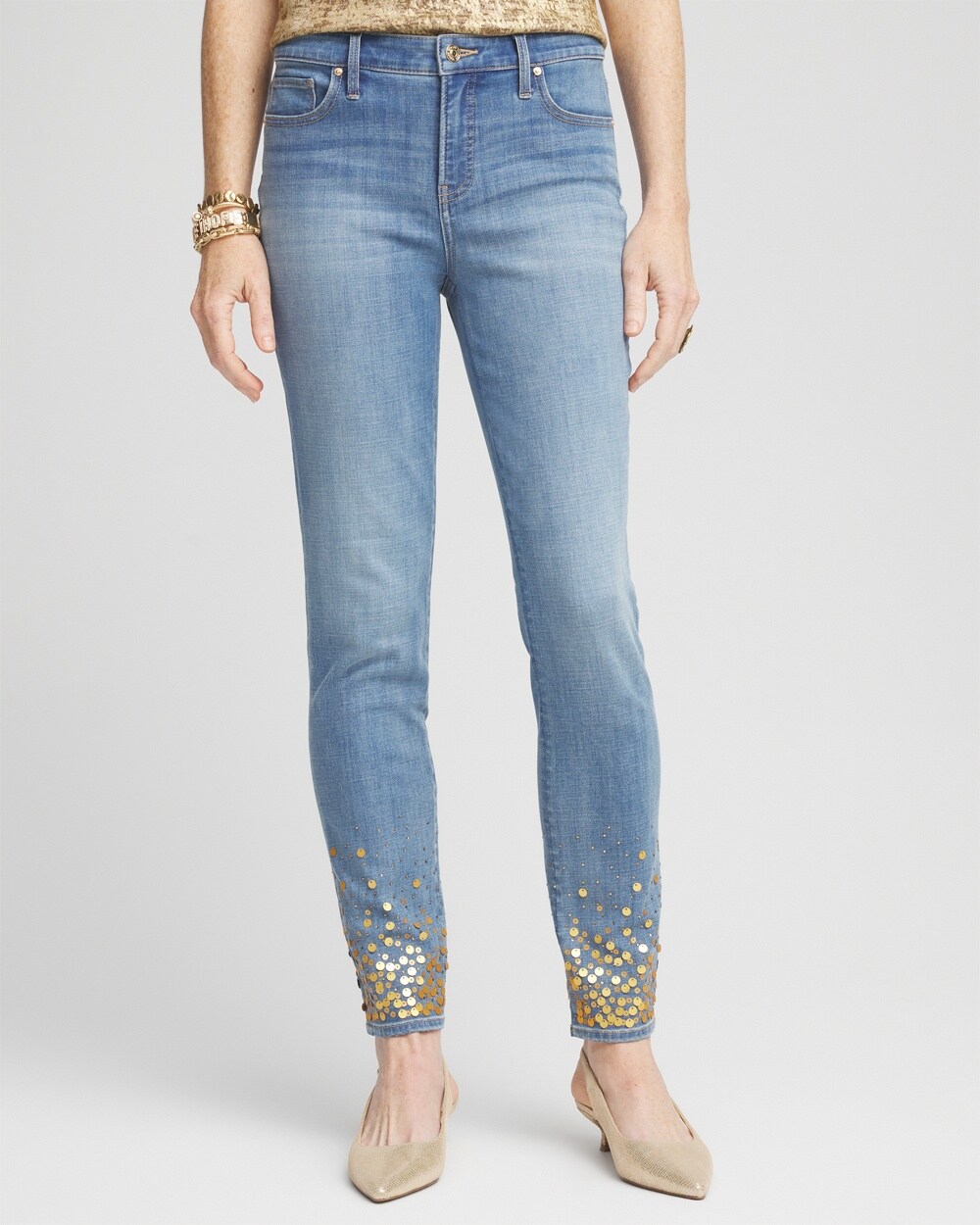 Petite Girlfriend Sequin Ankle Jeans