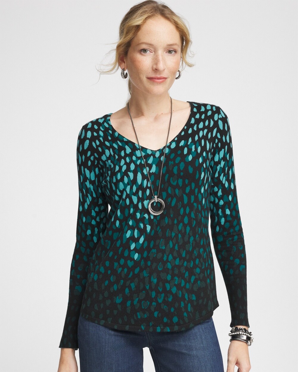 Dots V-Neck Pullover Sweater