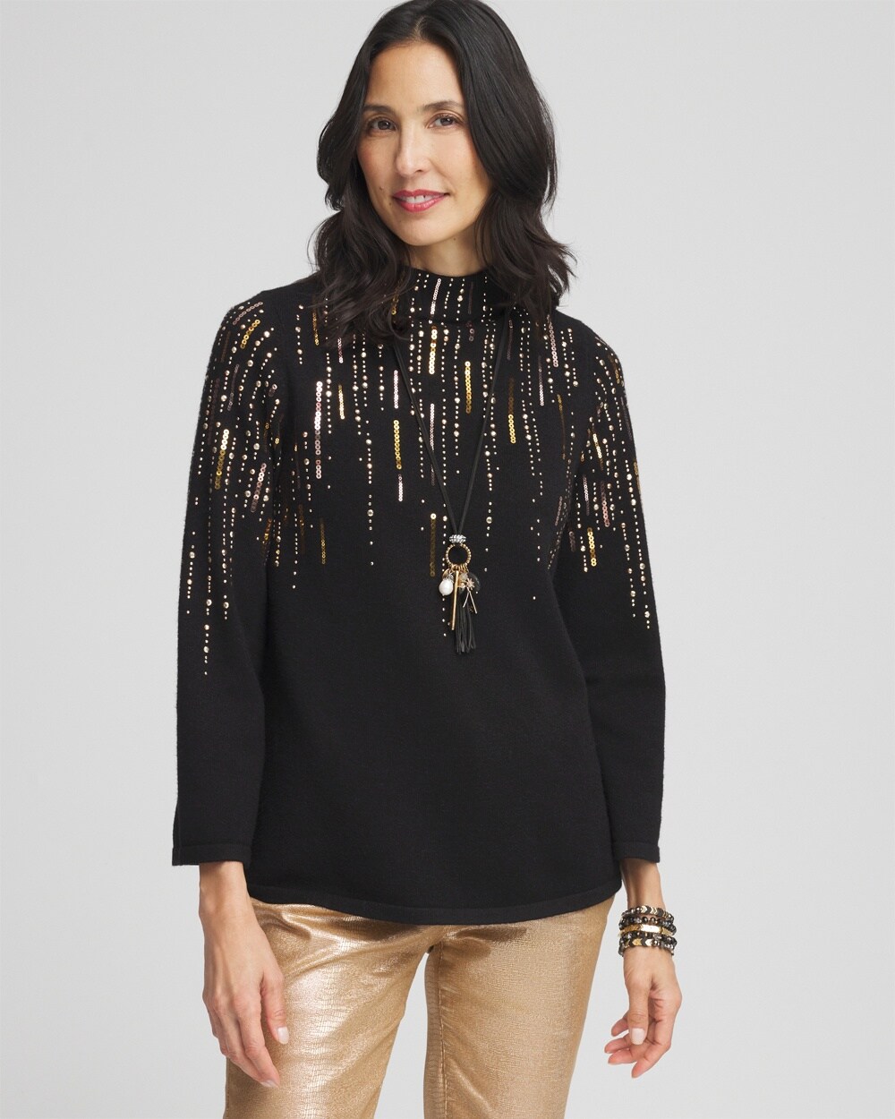 Ombr\u00E9 Sequin Pullover Sweater