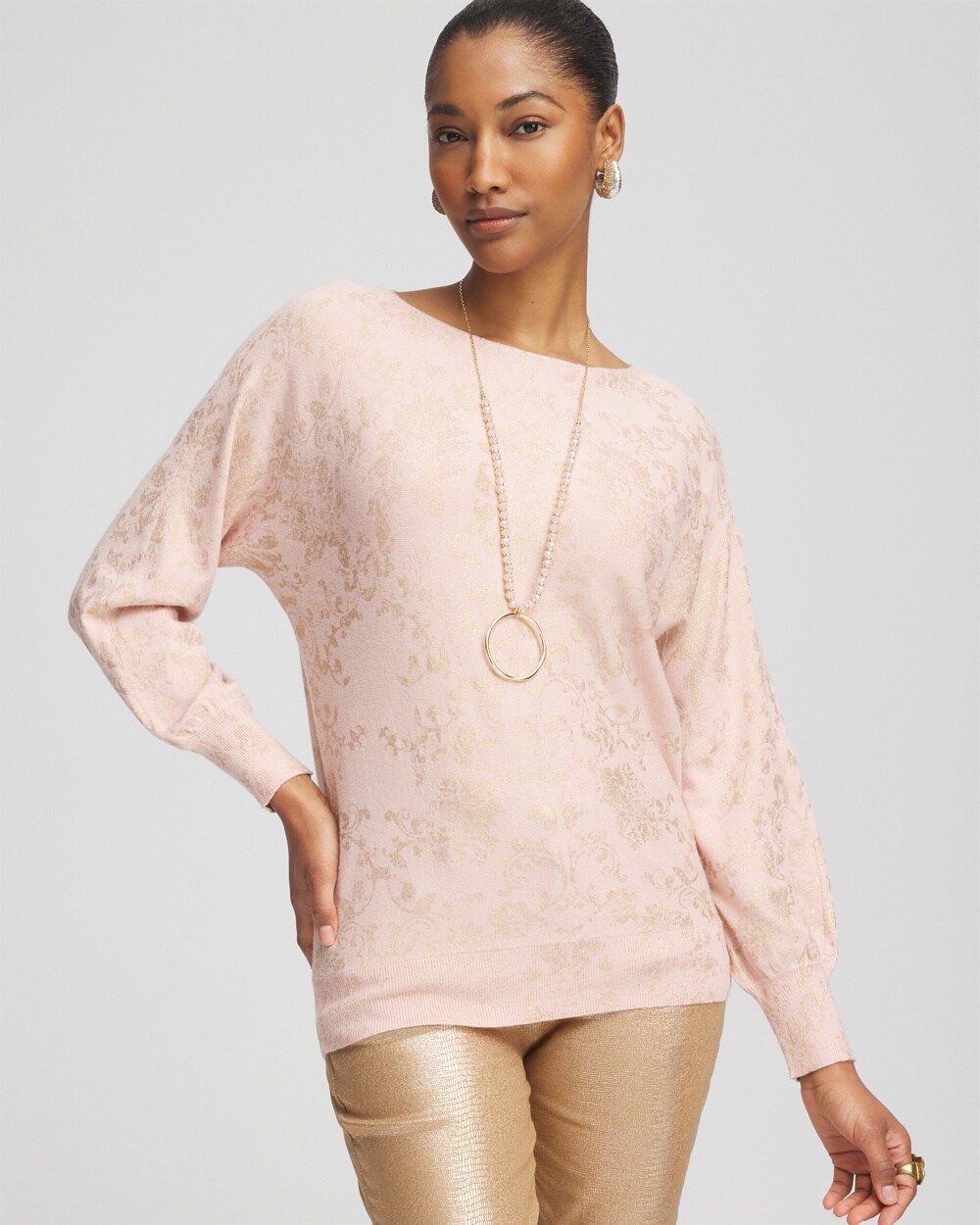 Ecovero&#8482; Foiled Dolman-Sleeve Pullover