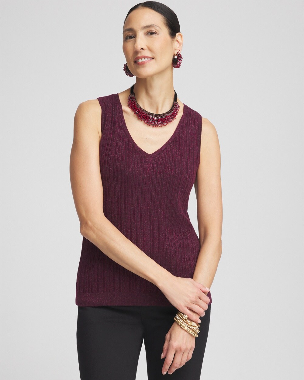 Shimmer Ribbed Sweater Tank