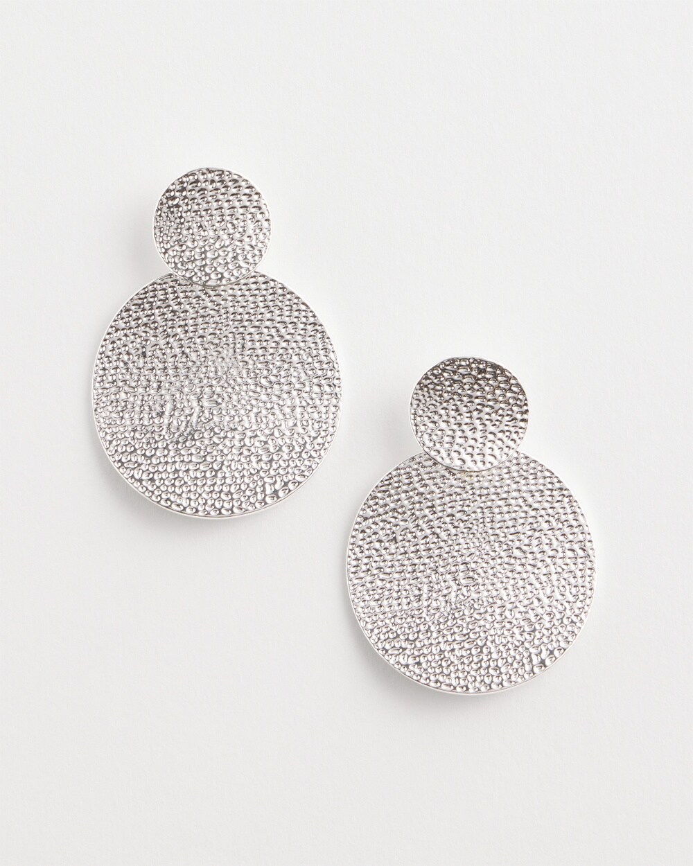 No Droop&#8482; Silver Tone Textured Circle Drop Earrings