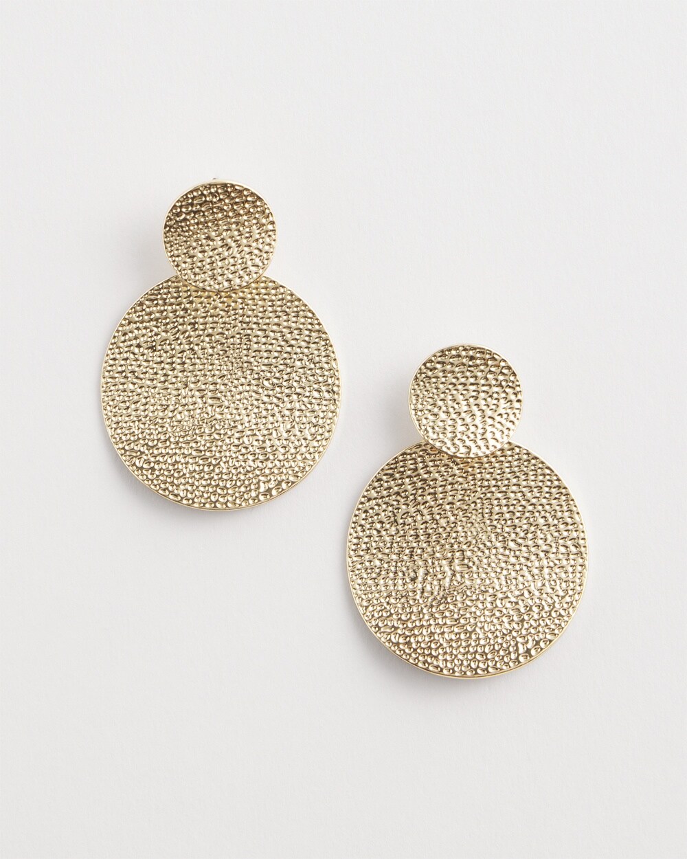 No Droop&#8482; Gold Tone Textured Circle Drop Earrings