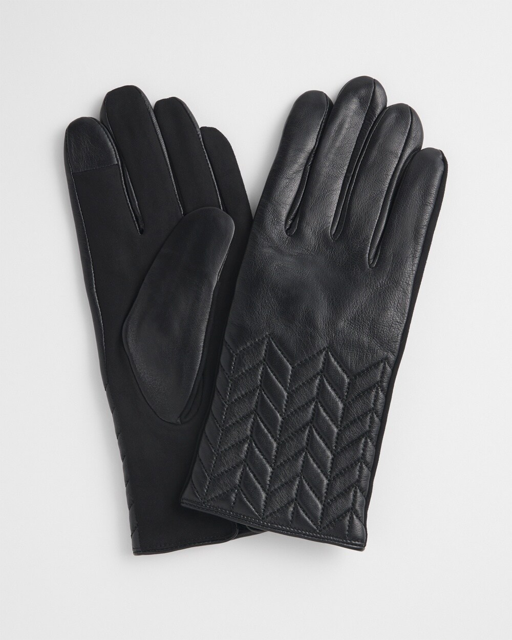 Quilted Black Leather Gloves