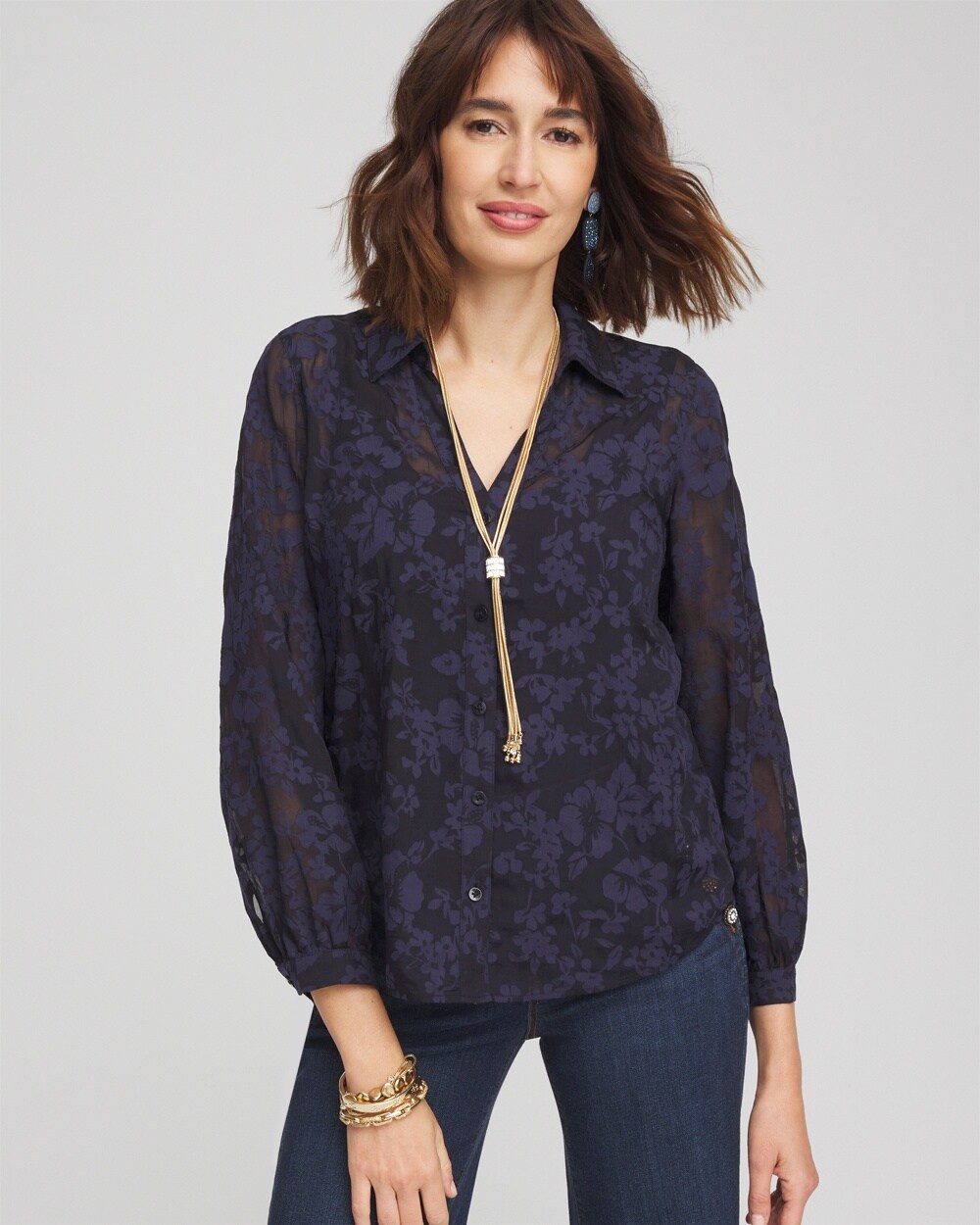 Floral Jacquard Blouse