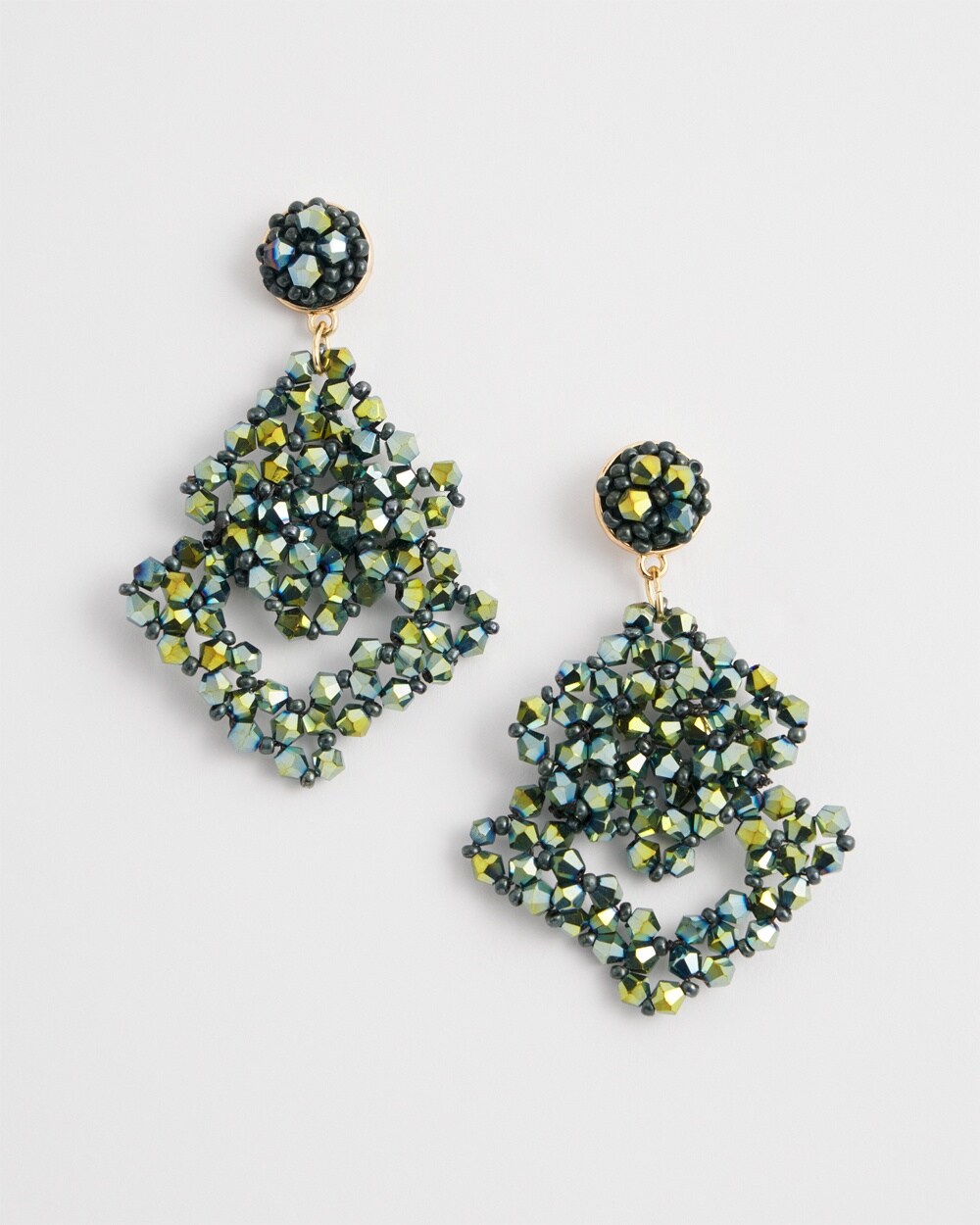 No Droop\u2122 Blue-Green Jeweled Drop Earrings