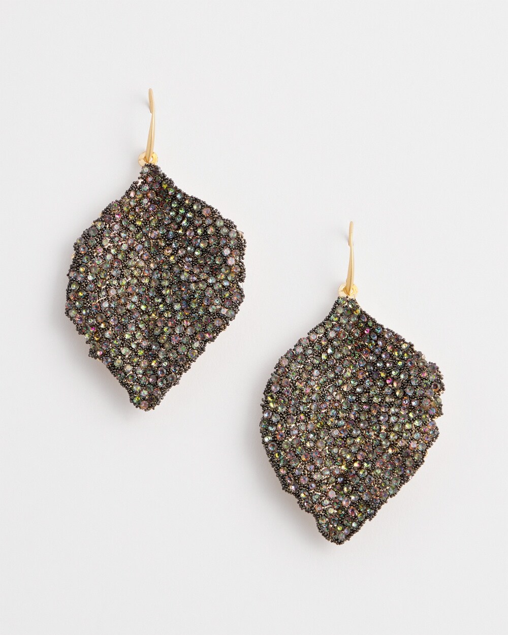 No Droop\u2122 Pav\u00E9 Leaf Drop Earrings