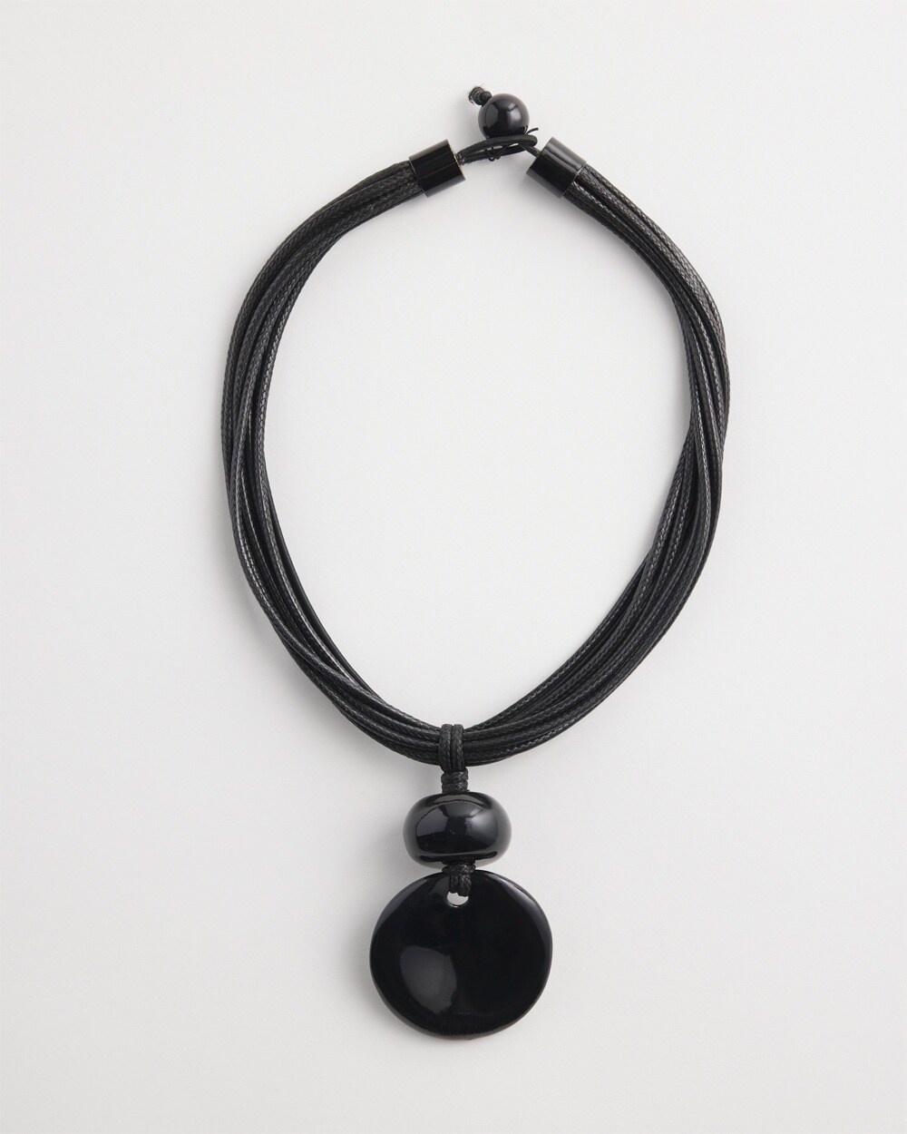 Multistrand Black Stone Pendant Necklace