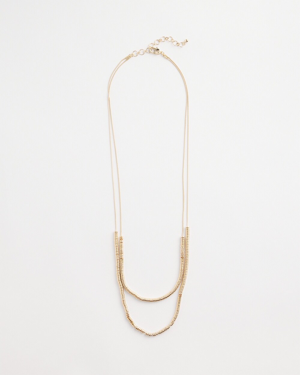 Double-Strand Gold Tone Disc Necklace