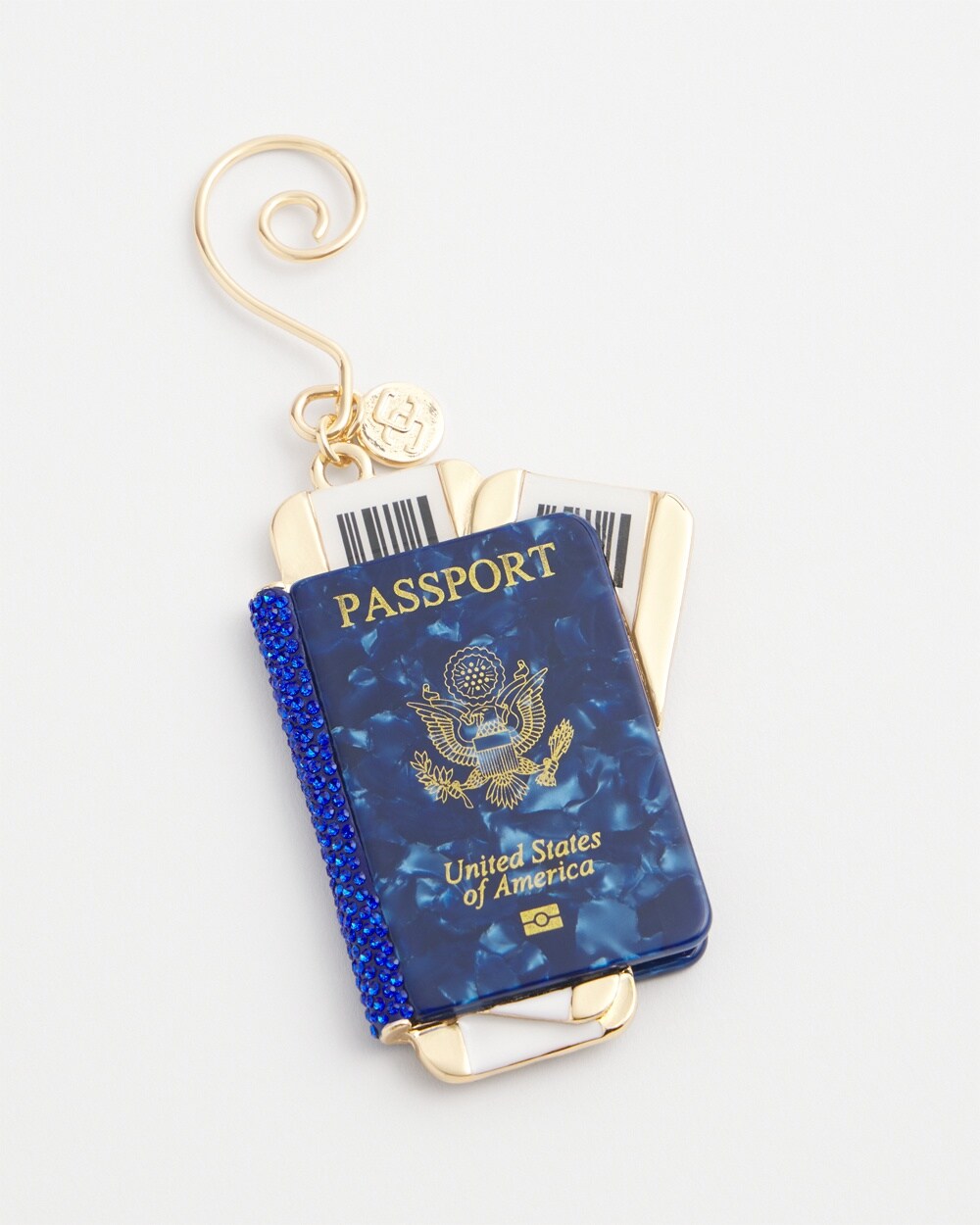 Blue Rhinestone Passport Ornament