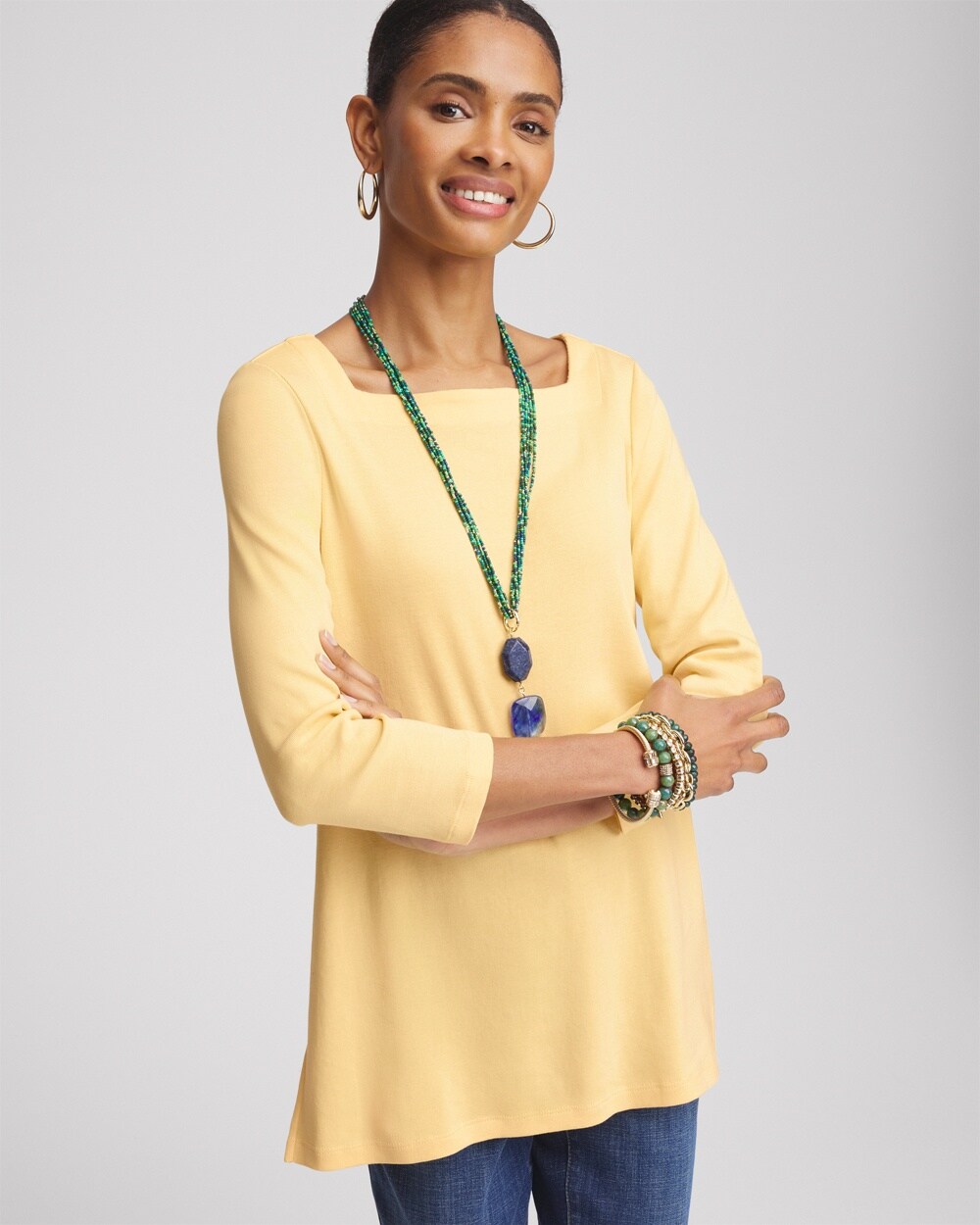 Pima Cotton Square-Neck Tunic