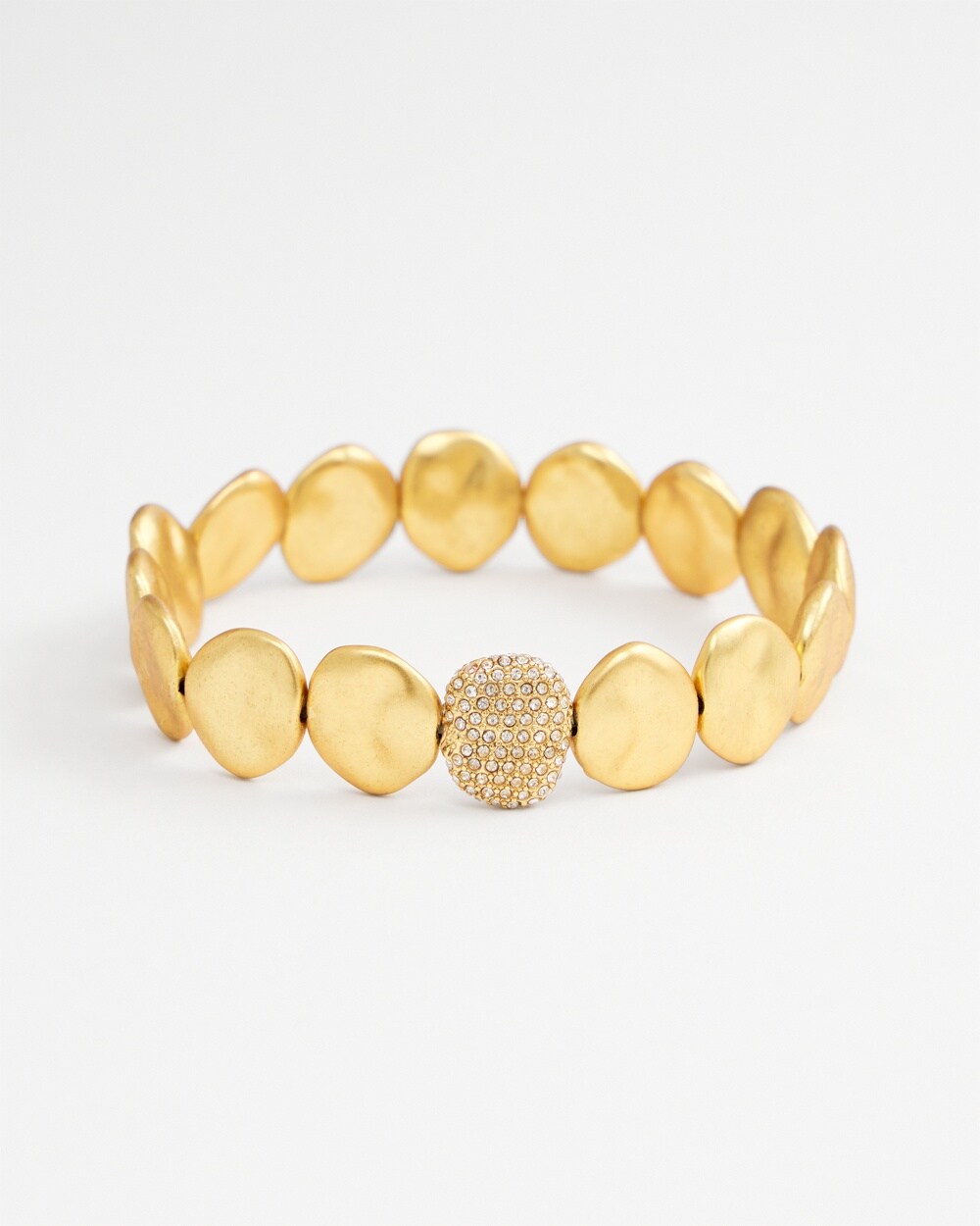 Gold Tone Pav\u00E9 Beaded Bracelet