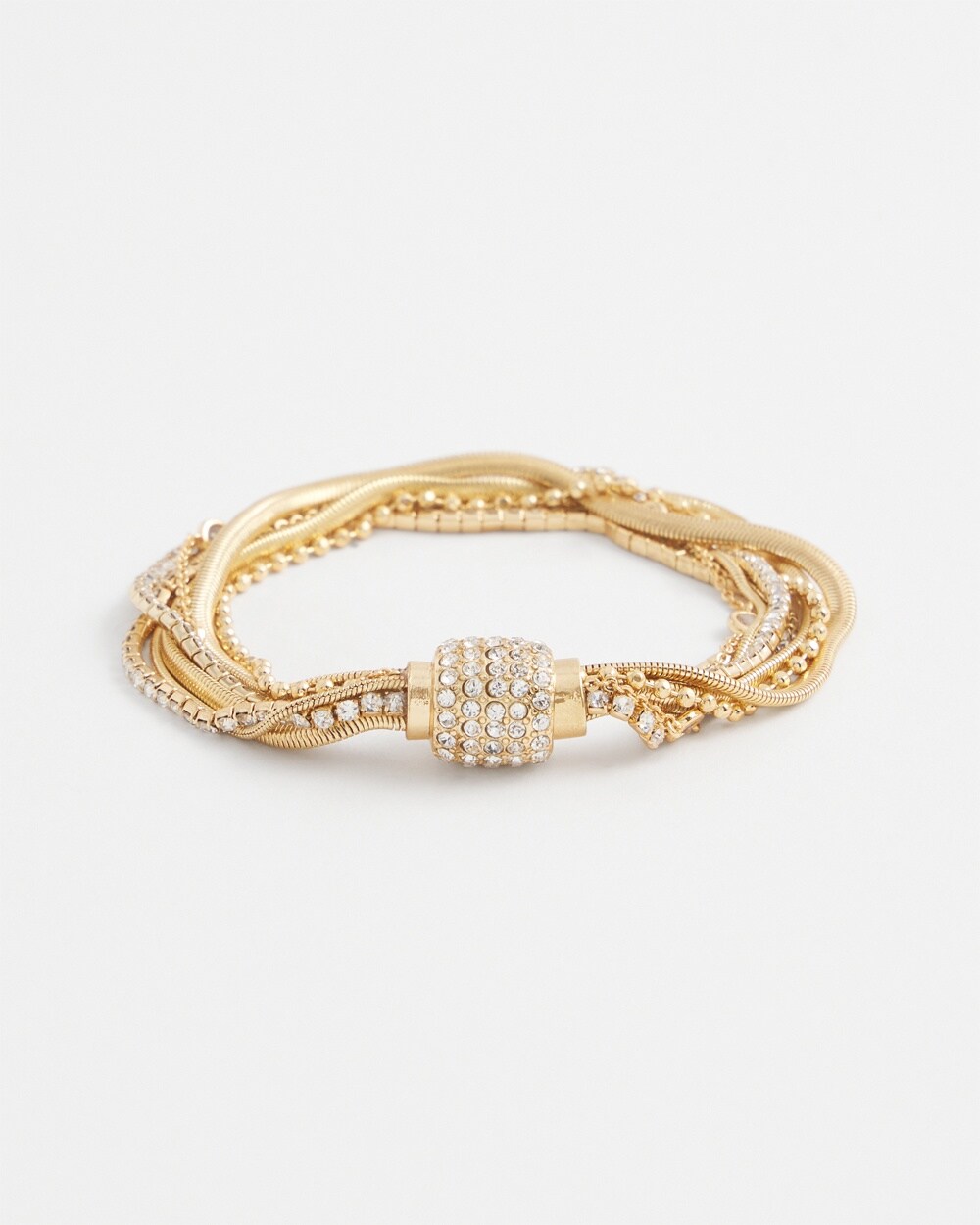 Gold Tone Multi Strand Pav\u00E9 Bracelet