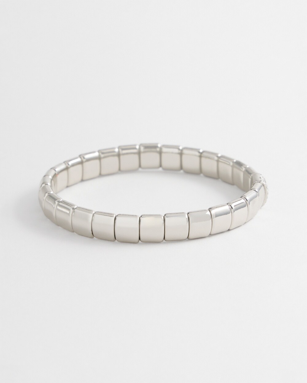 Silver Tone Stretch Pav\u00E9 Stretch Bracelet