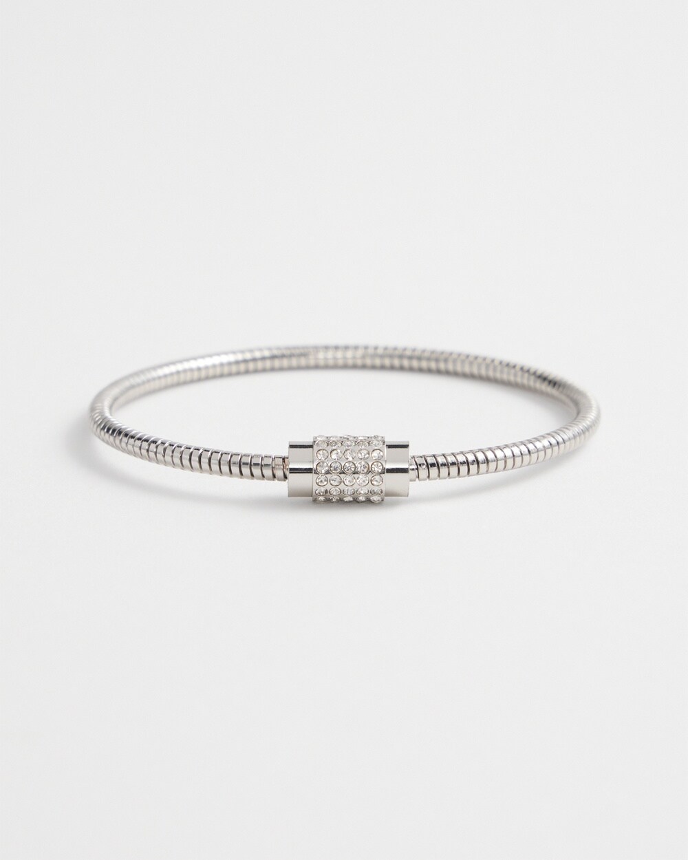 Silver Tone Pav\u00E9 Barrel Bracelet