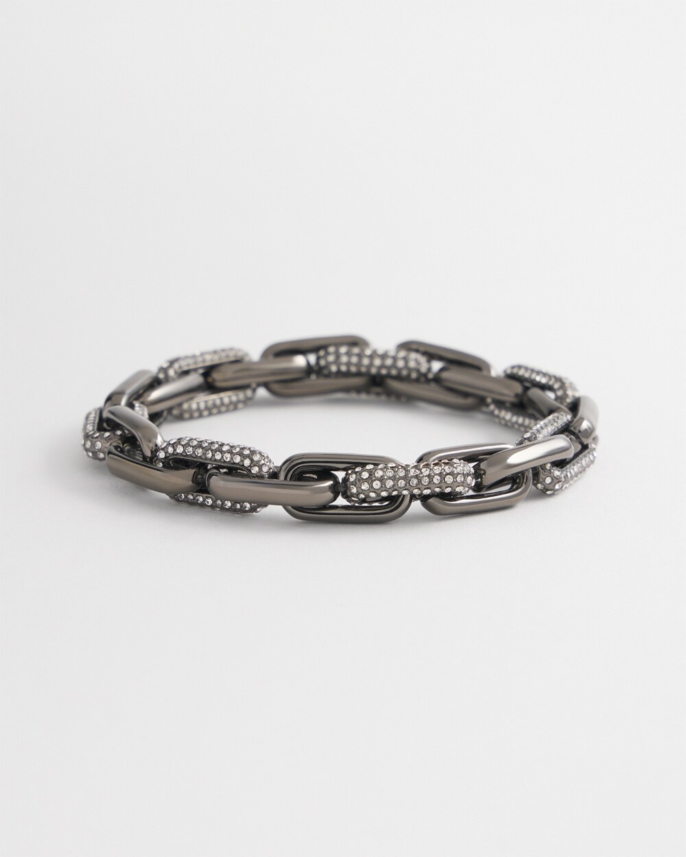 Hematite Link Pav\u00E9 Stretch Bracelet