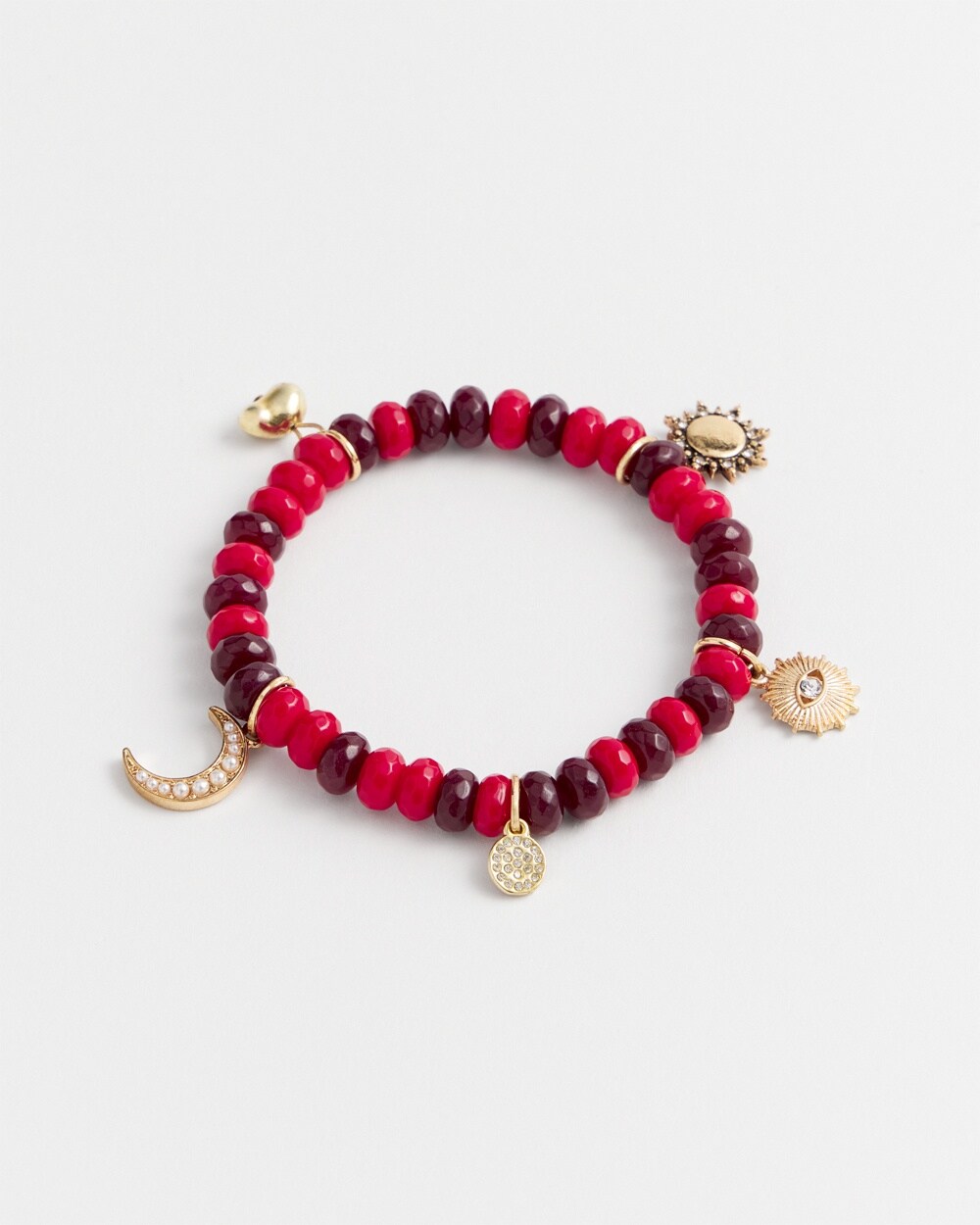 Red Beaded Charm Stretch Bracelet