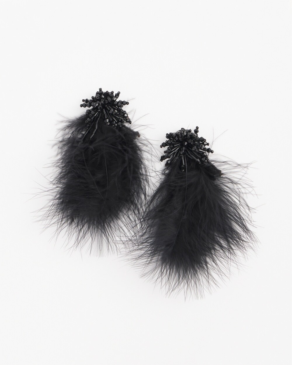 No Droop\u2122 Black Feather Drop Earrings