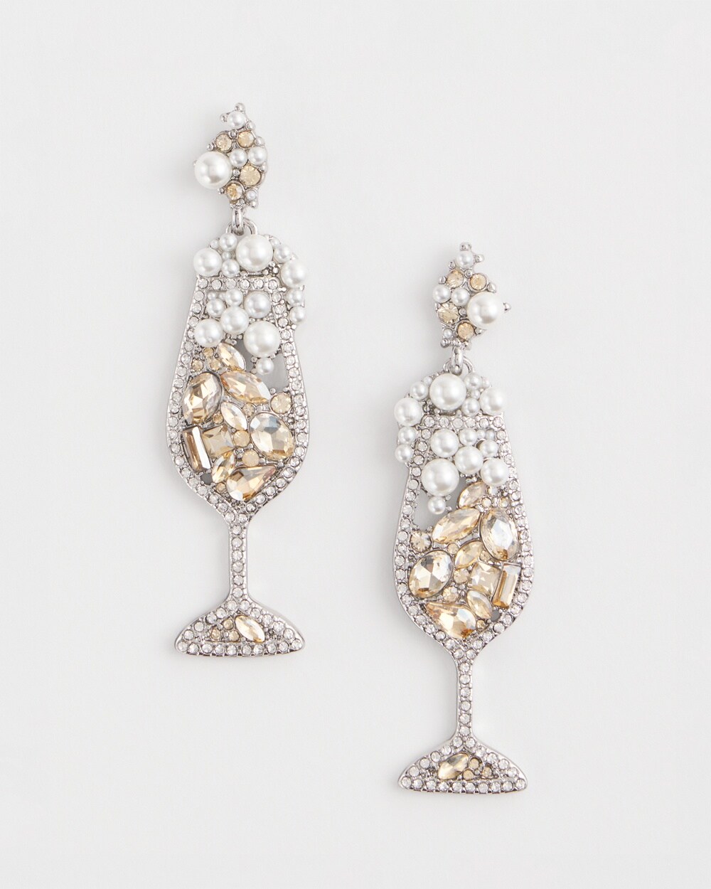 No Droop\u2122 Embellished Champagne Earrings