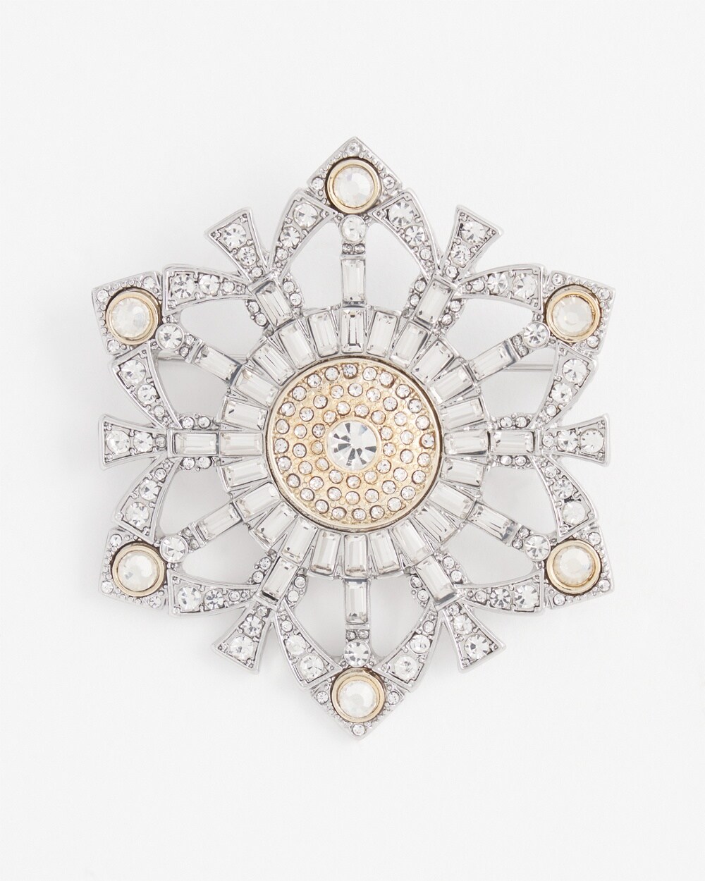 Mixed Metal Snowflake Brooch