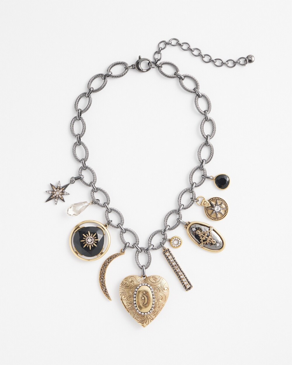 Mixed Metals Charm & Locket Necklace