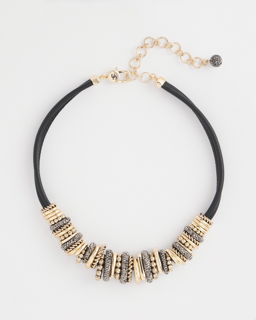 Mixed Metal Leather Short Necklace