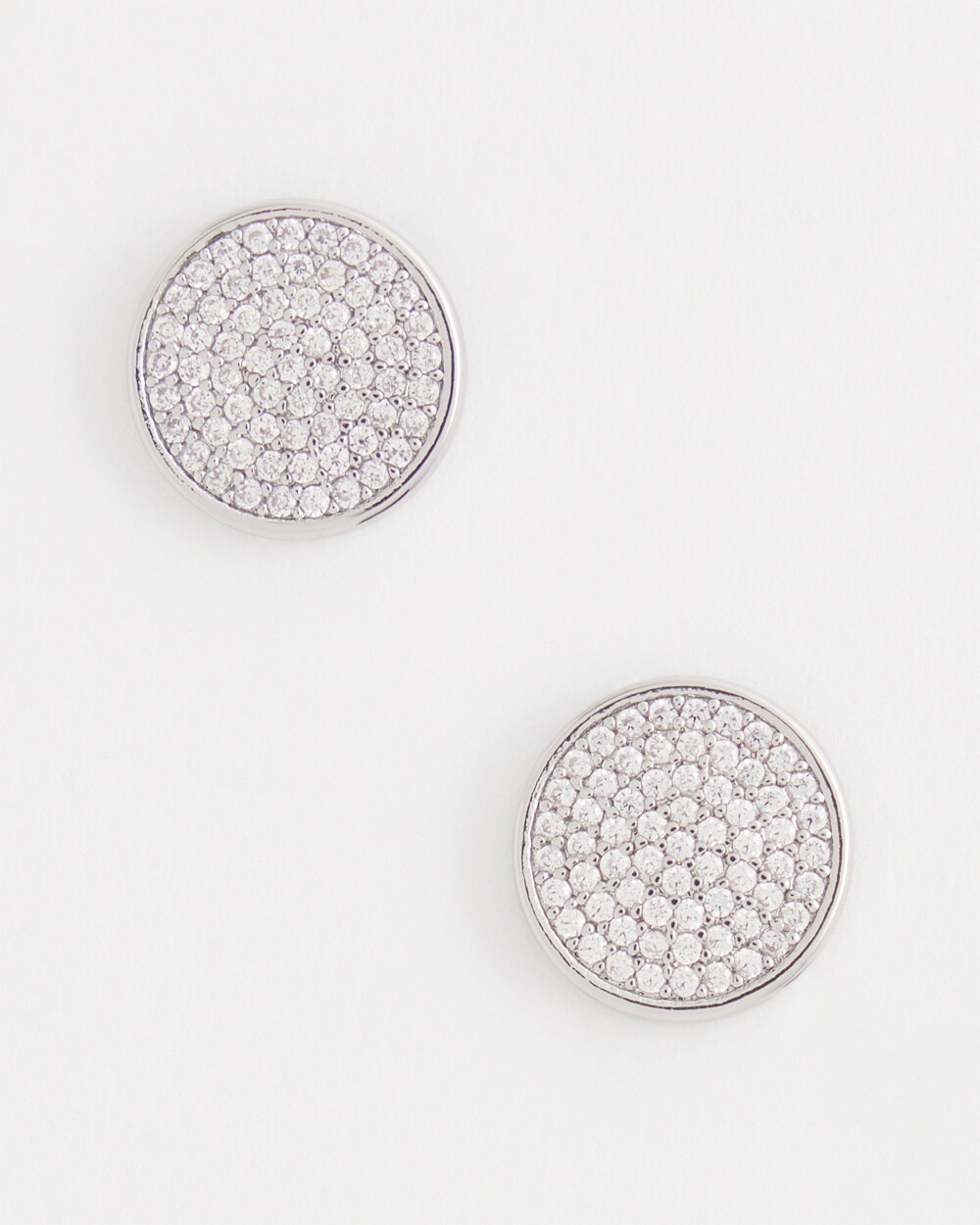 Silver Tone Pav\u00E9 Stud Earrings