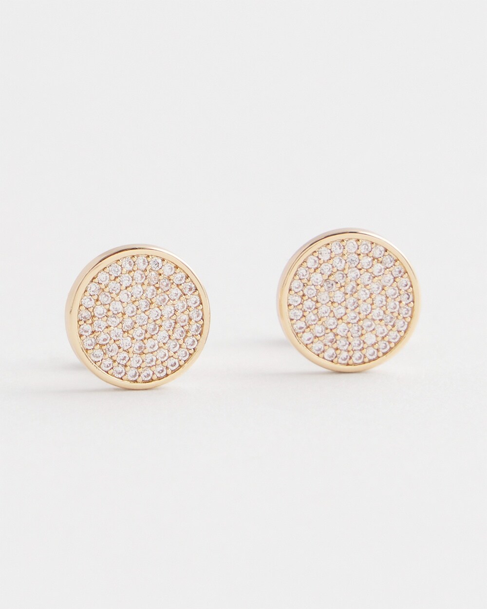 Gold Tone Pav\u00E9 Stud Earrings