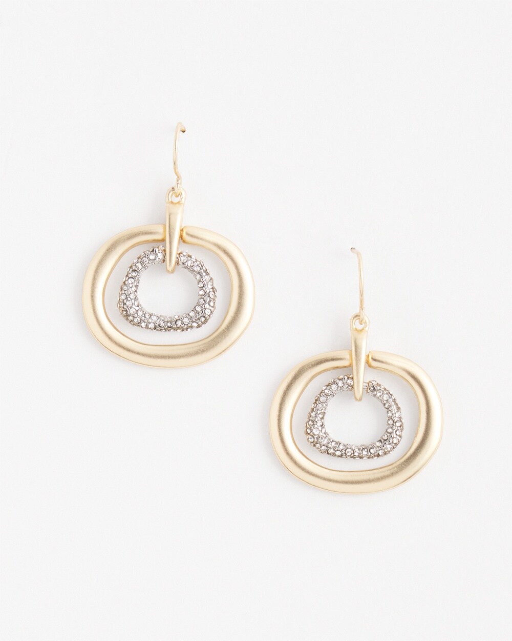 Gold Tone Pav\u00E9 Drop Earrings