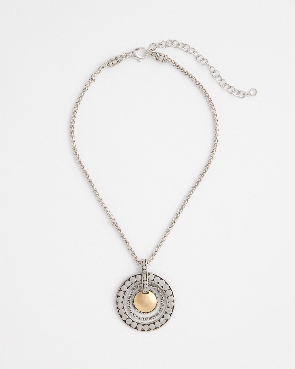 Mixed Metal Circle Pendant Necklace