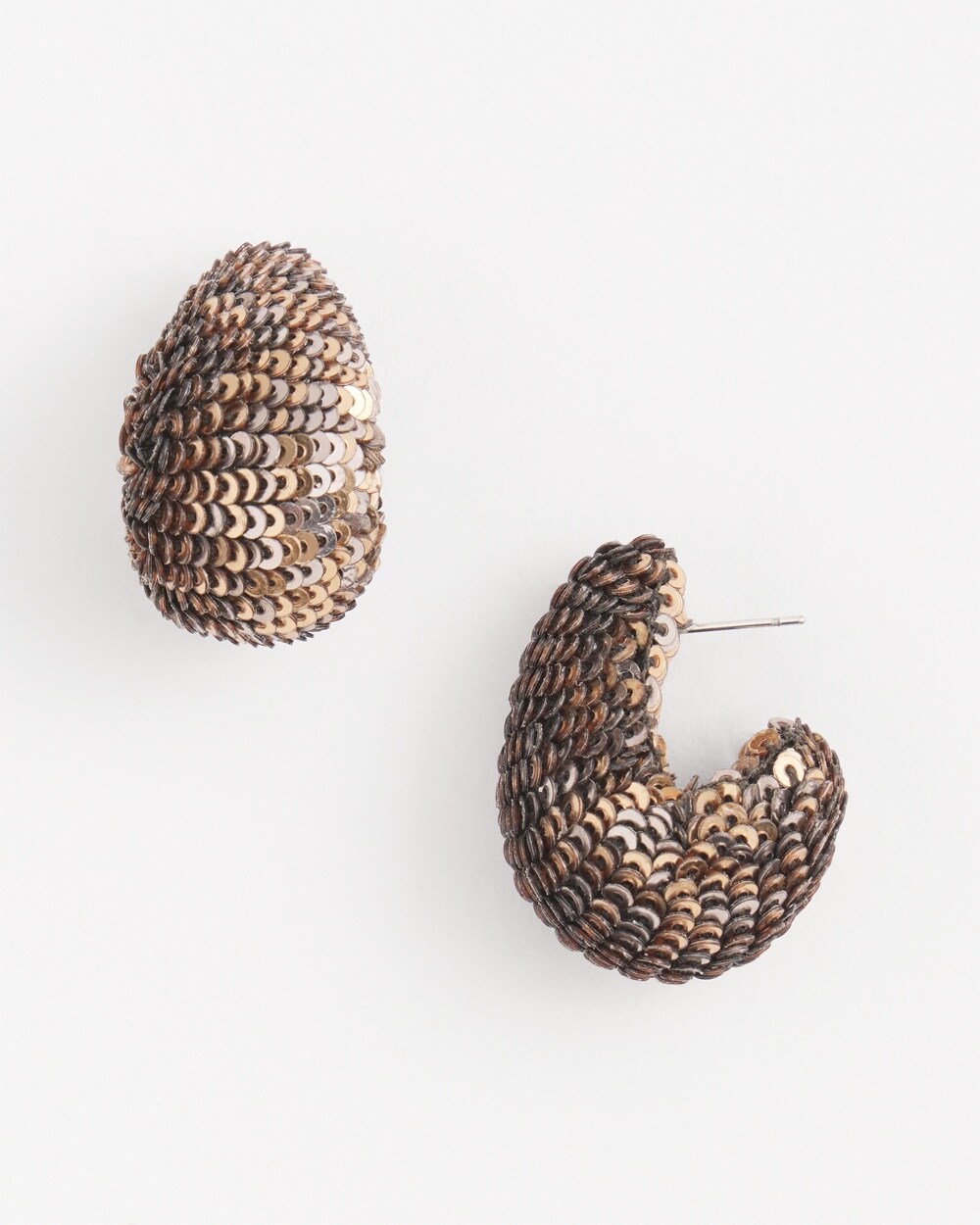 No Droop\u2122 Bronze Sequin Huggie Earrings