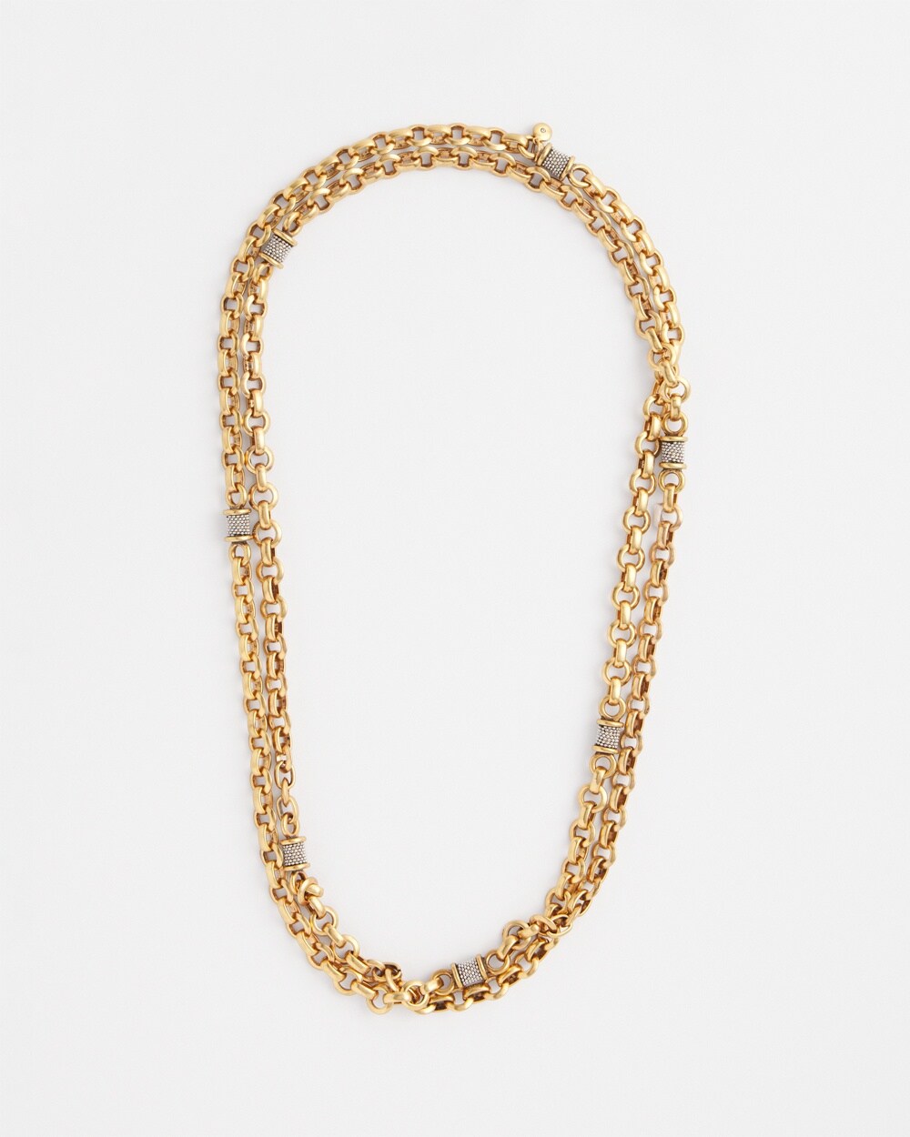 Pav\u00E9 Barrel Link Necklace