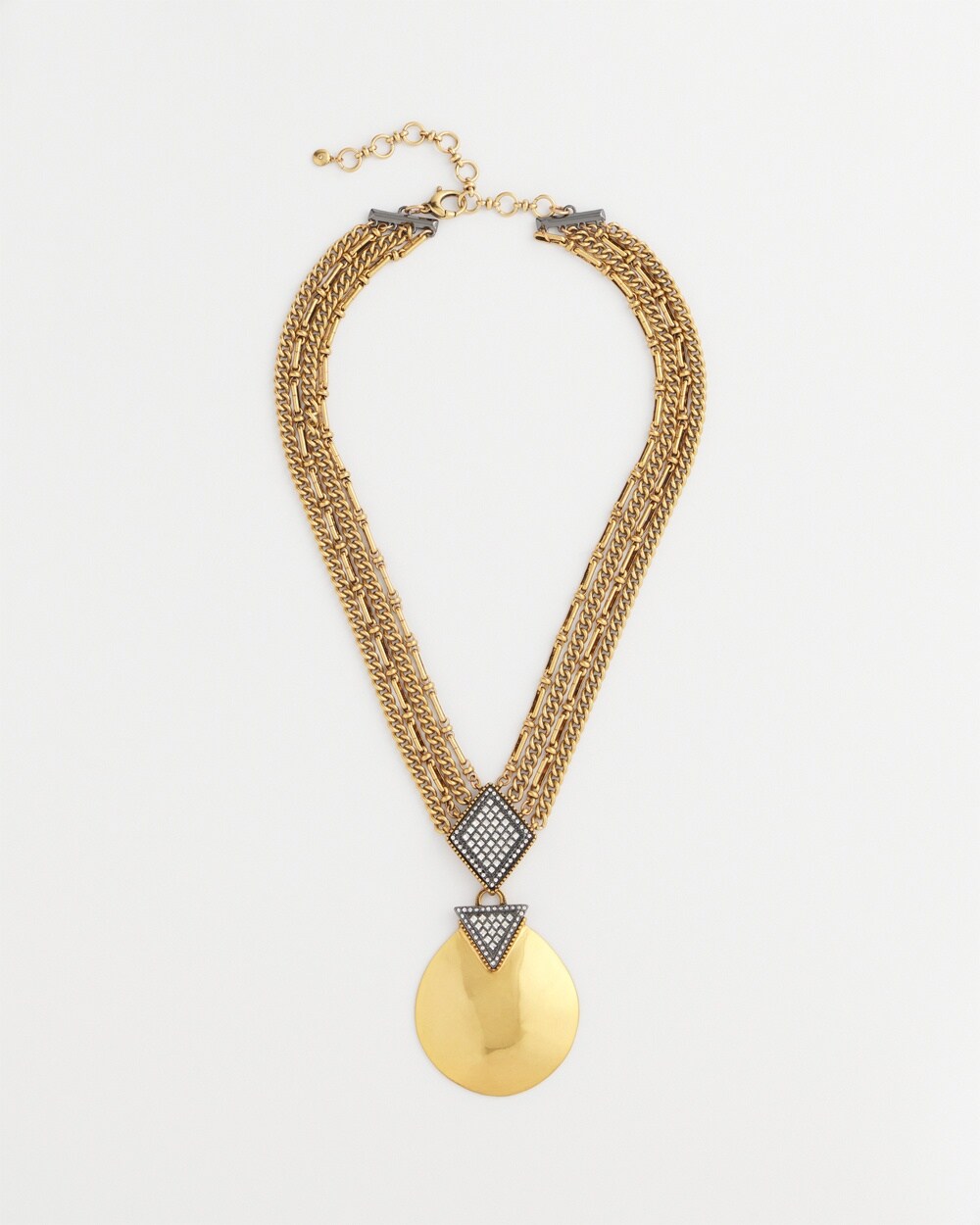 Gold Tone Pav\u00E9 Pendant Necklace