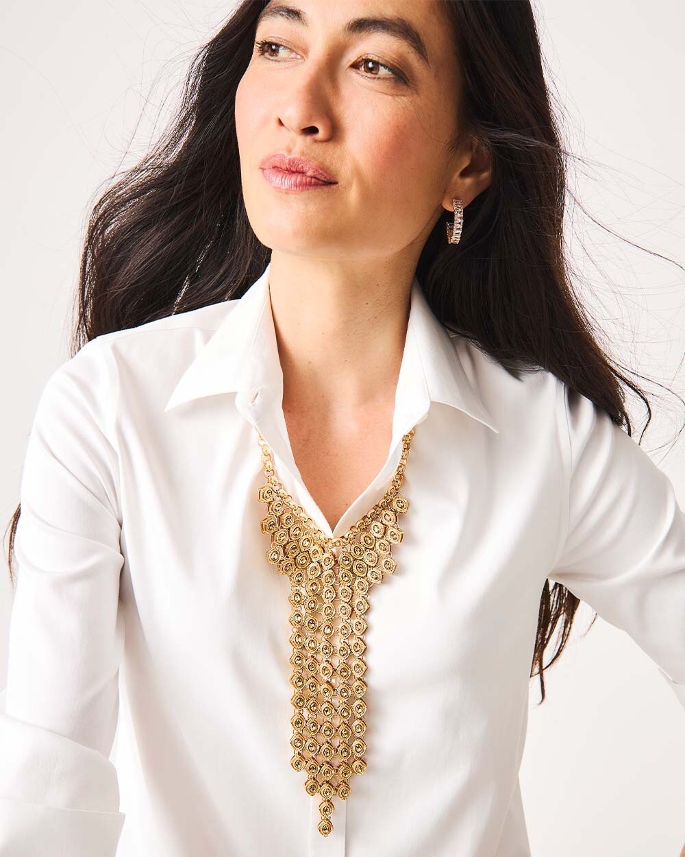 Cascading Gold Tone Statement Necklace