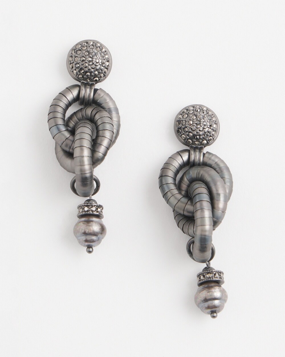 No Droop\u2122 Hematite Link Drop Earrings